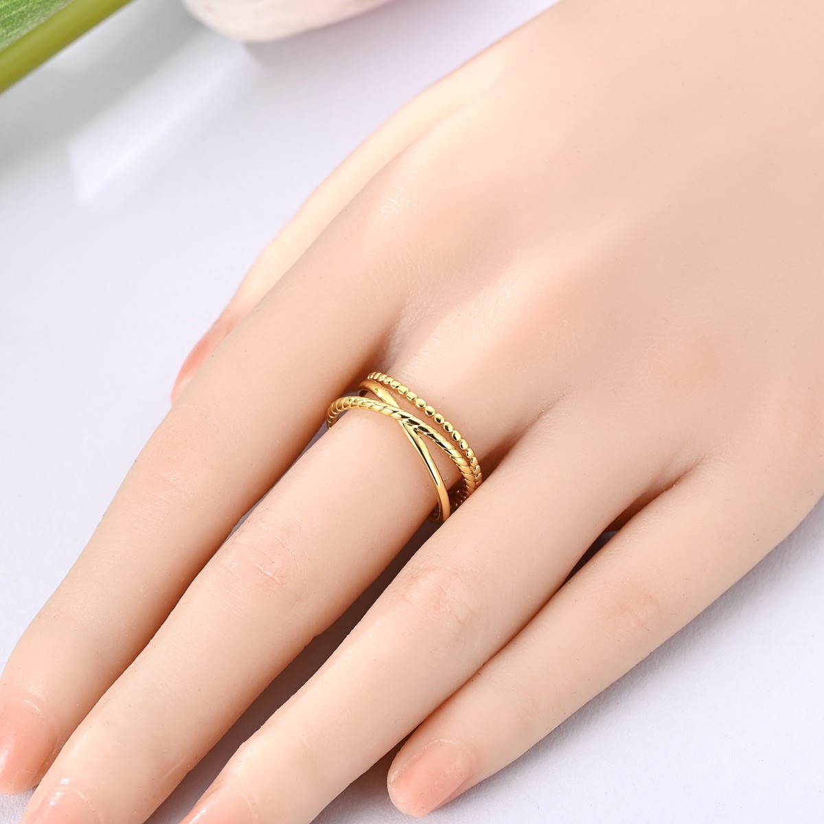 LAZA Twisted 925 Sterling Silver Ring AAA CZ Cross Design Band Gift for Her
