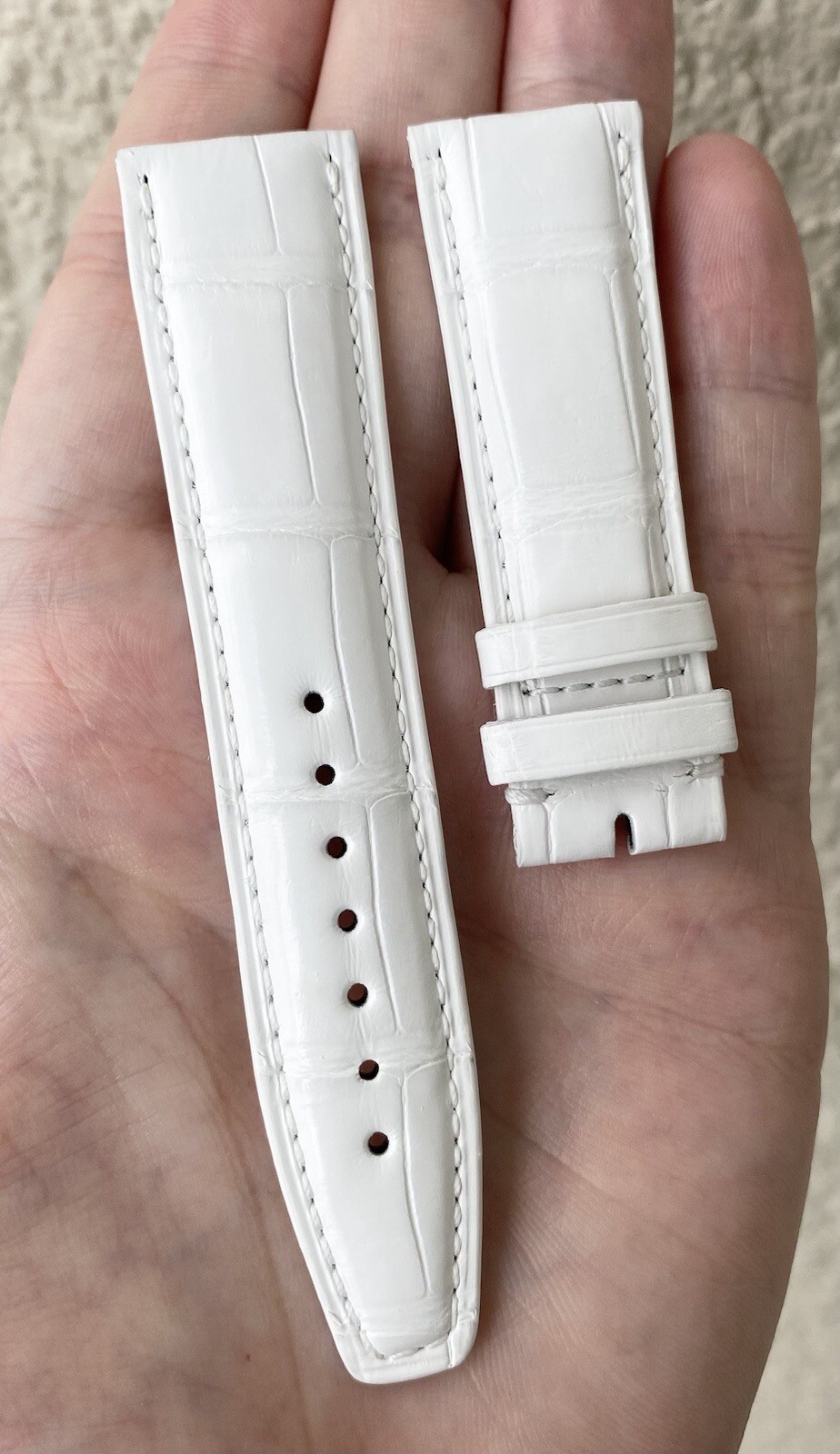 IWC 20mm x 18mm White Alligator Watch Strap Band Tang A28767 New Authentic OEM