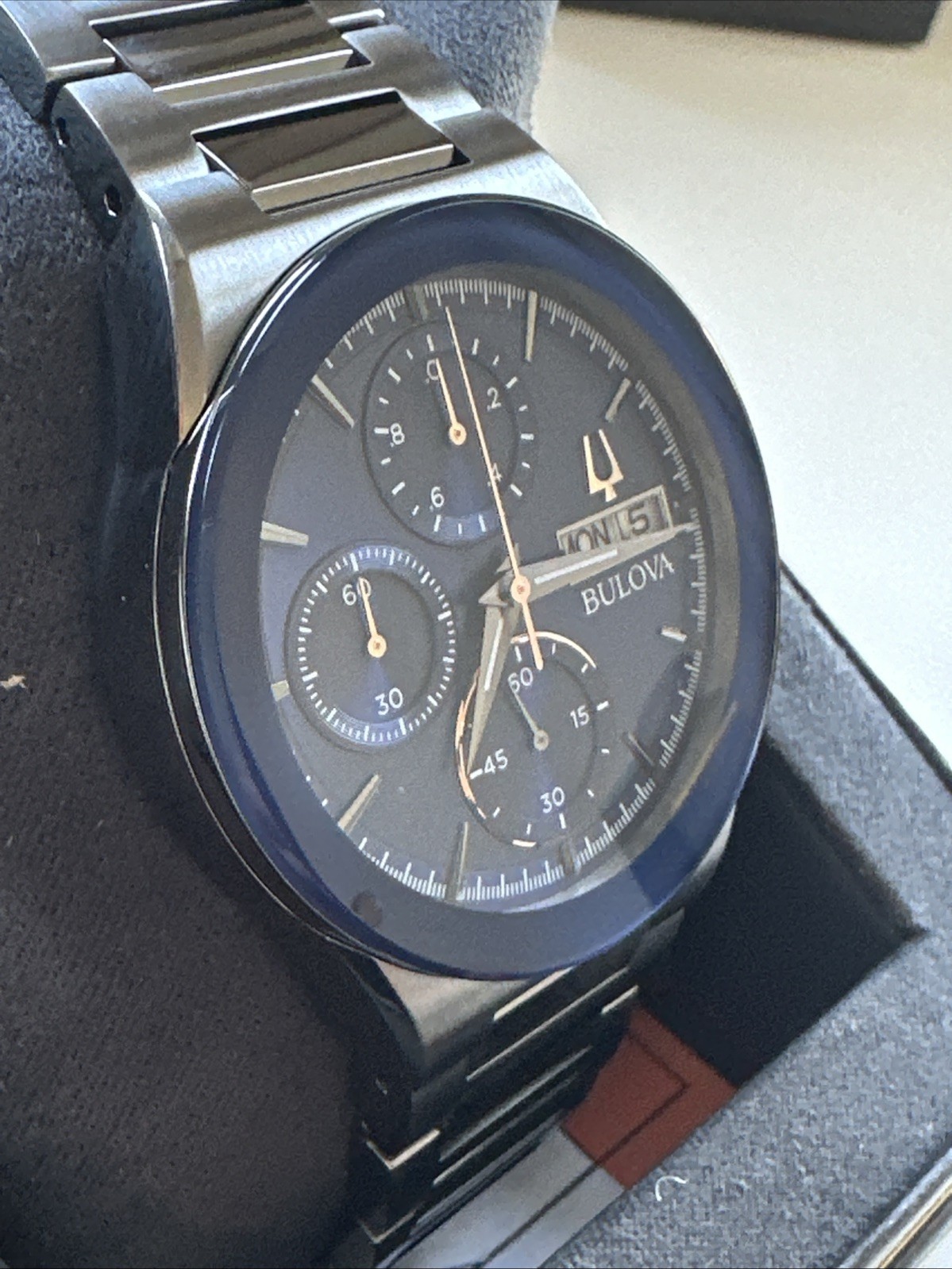 Bulova Men’s Quartz Chronograph Date Silver Stainless Steel Watch 41 MM 98C143