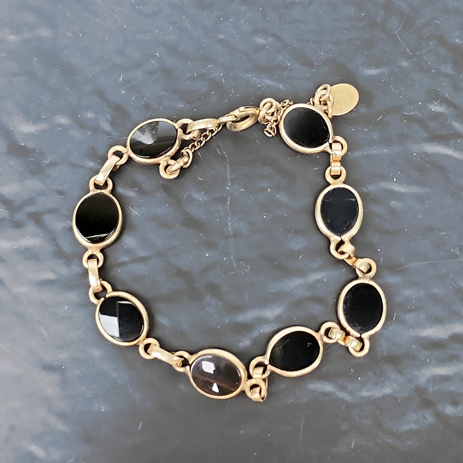 Burt Cassell Vintage 1/20 12K GF Bracelet Black Oval Stone Link