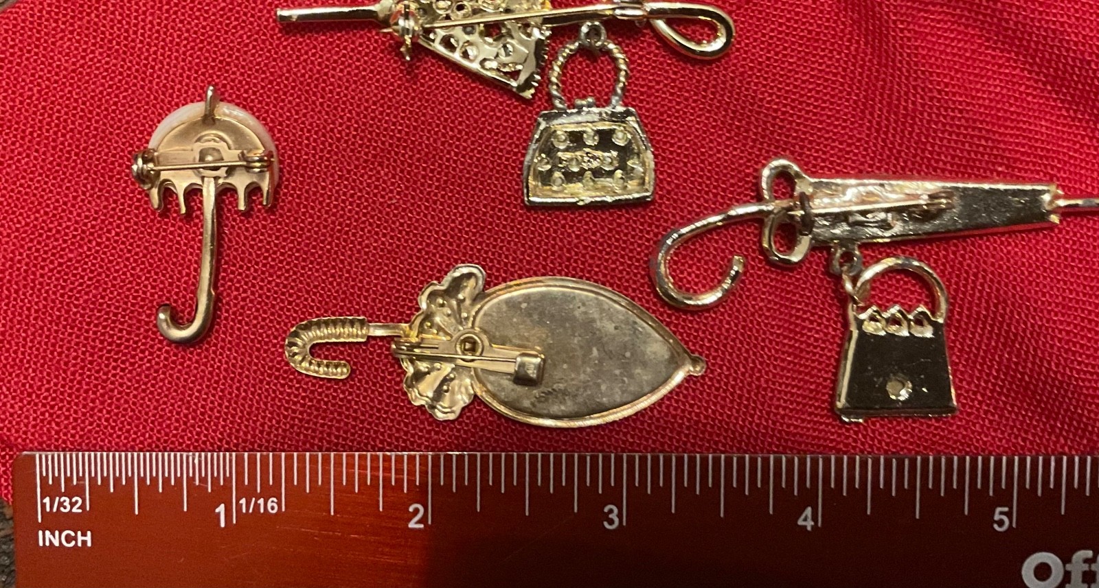 Umbrella brooch /PINS Victorian style Parasols Rinestones Lot of 4