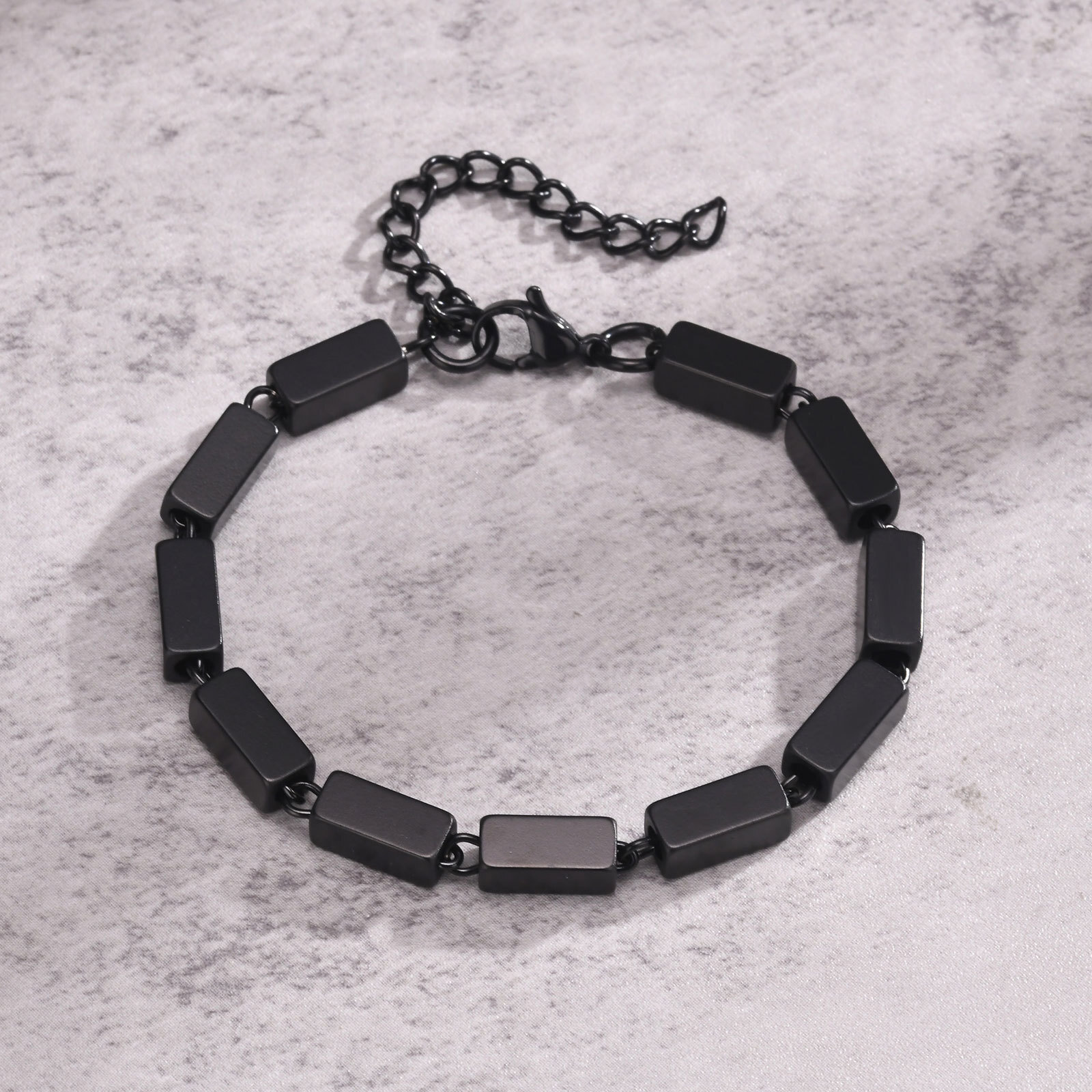 7″-9″ Silver Black Chain Bracelet Retro Men’s Stainless Steel Engagement 18-23cm