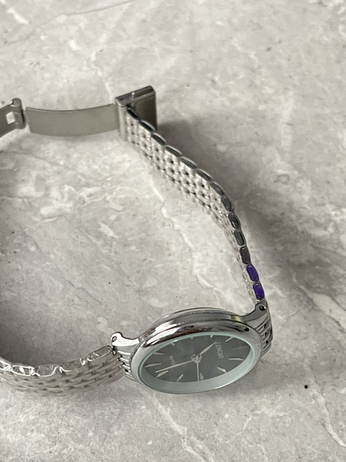Longbo watch 80302L Silver Tone Bracelet Black Face Unisex AS19 Casual