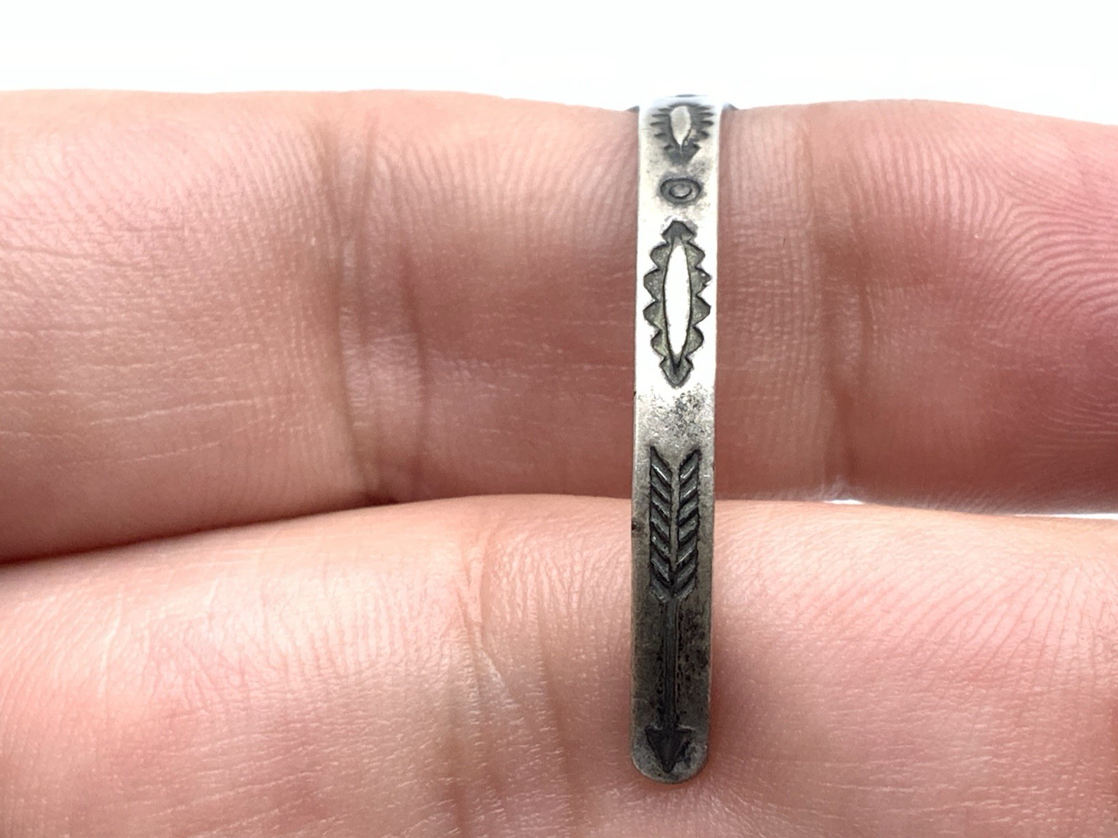 Navajo Fred Harvey Sterling Silver Turquoise Arrowhead Child 5” Cuff Bracelet