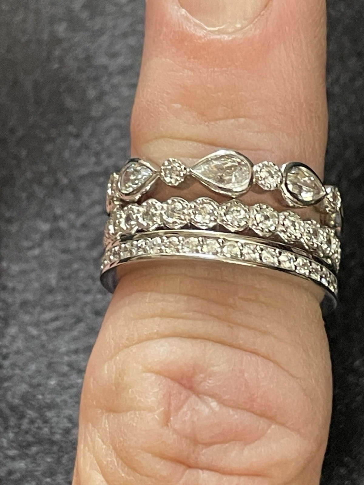 Three Piece Wedding Moissanite Ring Set, Bridal Ring Set, East West Marquise 9