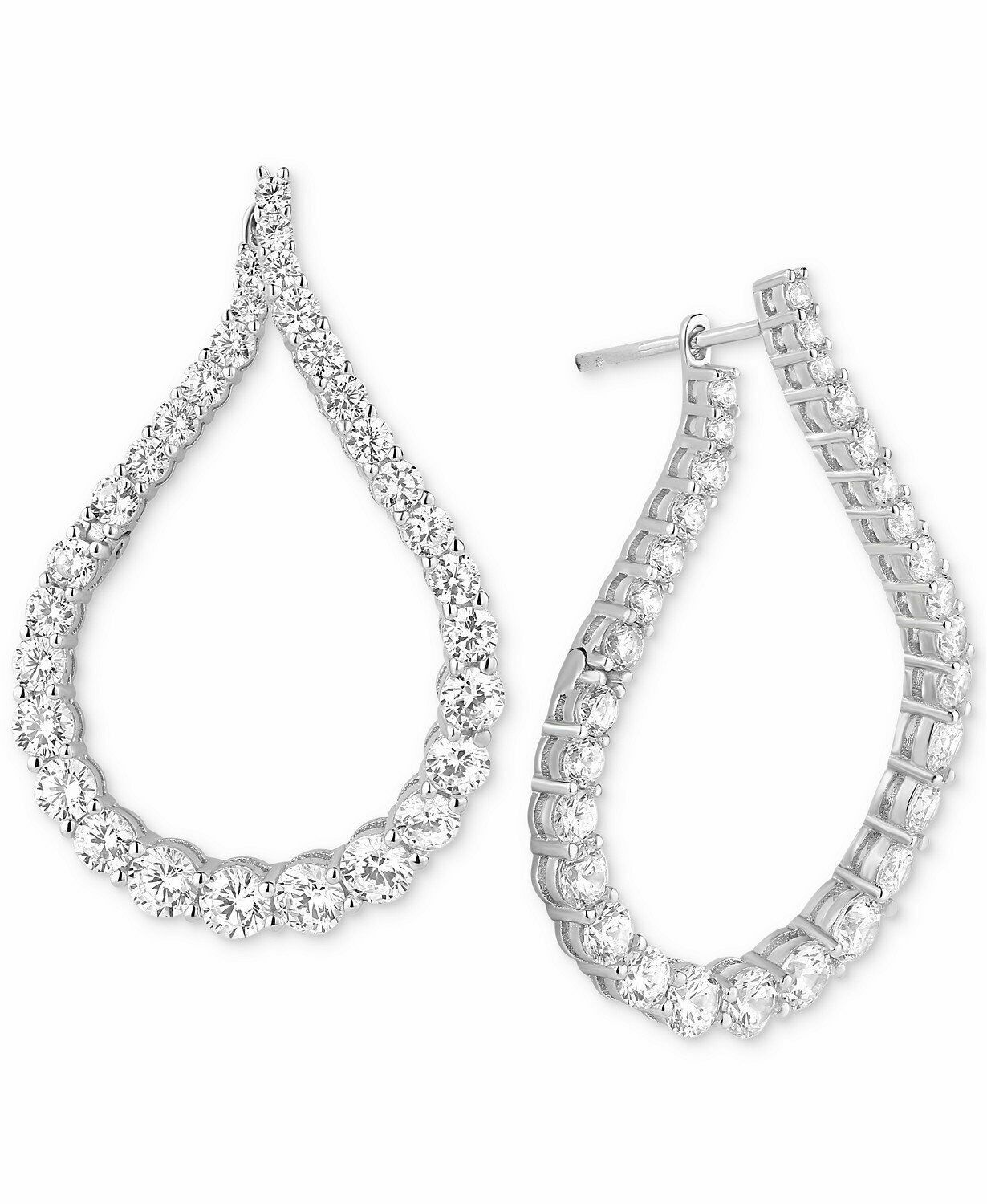 MACYS Tiara Cubic Zirconia Fancy Shape Hoop Silver No Size
