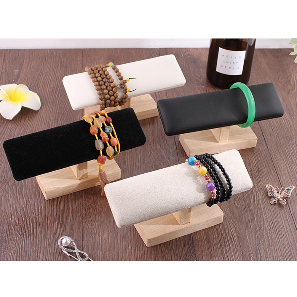 Bamboo T Shaped Jewelry Display Stand Home Use 1Pcs 7.9*2.4*3.3in