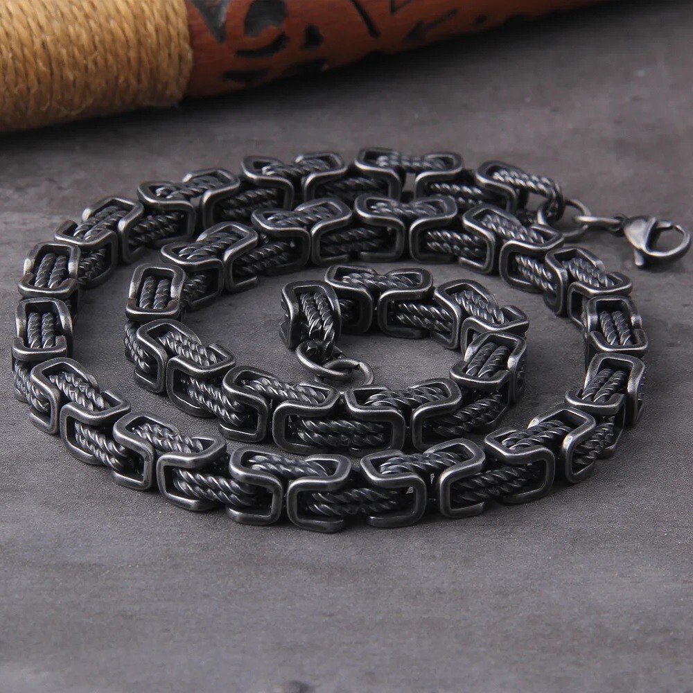 Locomotive Men Punk Rock Bicycle Chain Bracelet Stainless Steel Pendant Necklace