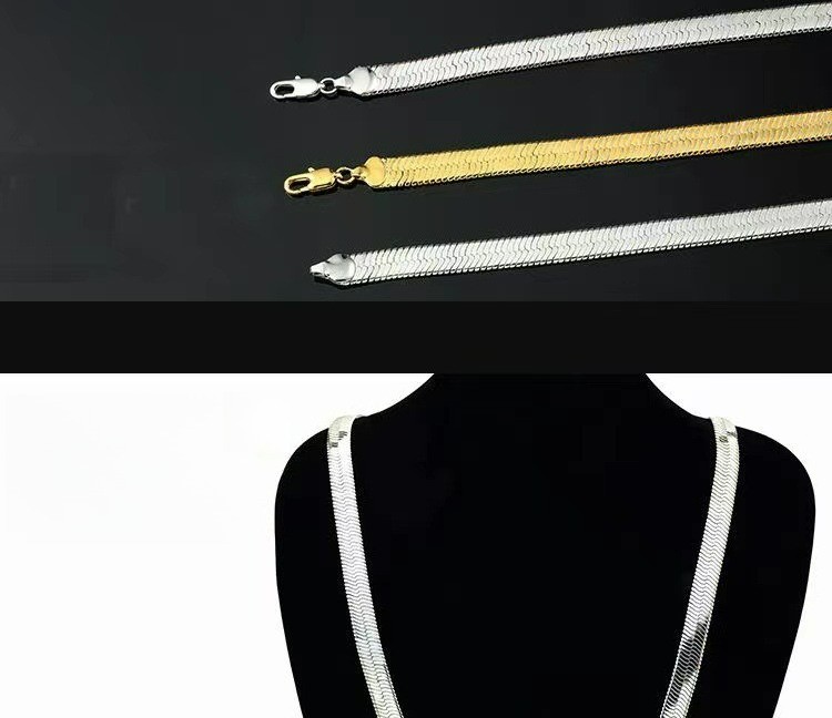 Titanium Steel Necklace Flat Snake Chain Heavy Collarbone Chain Sweater Chain