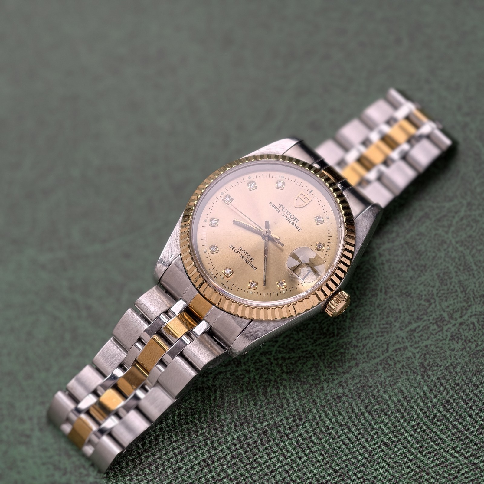 Tudor 10-Diam Champagne Dial Prince Date 74033 Men’s Watch Automatic 34mm