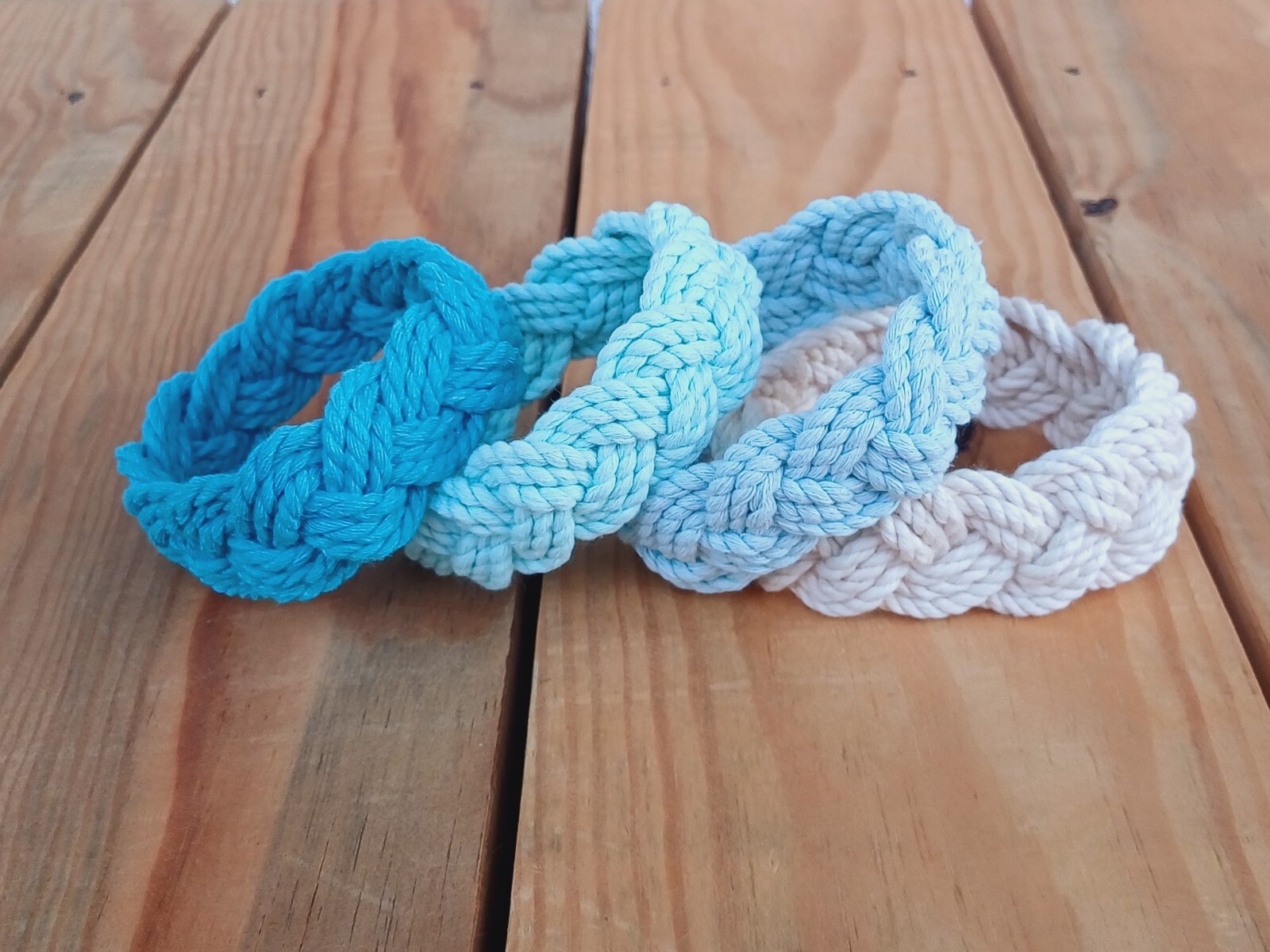 Sailor Knot Rope Bracelet Turks Head White Braided Nautical Beach Cord Bracelets