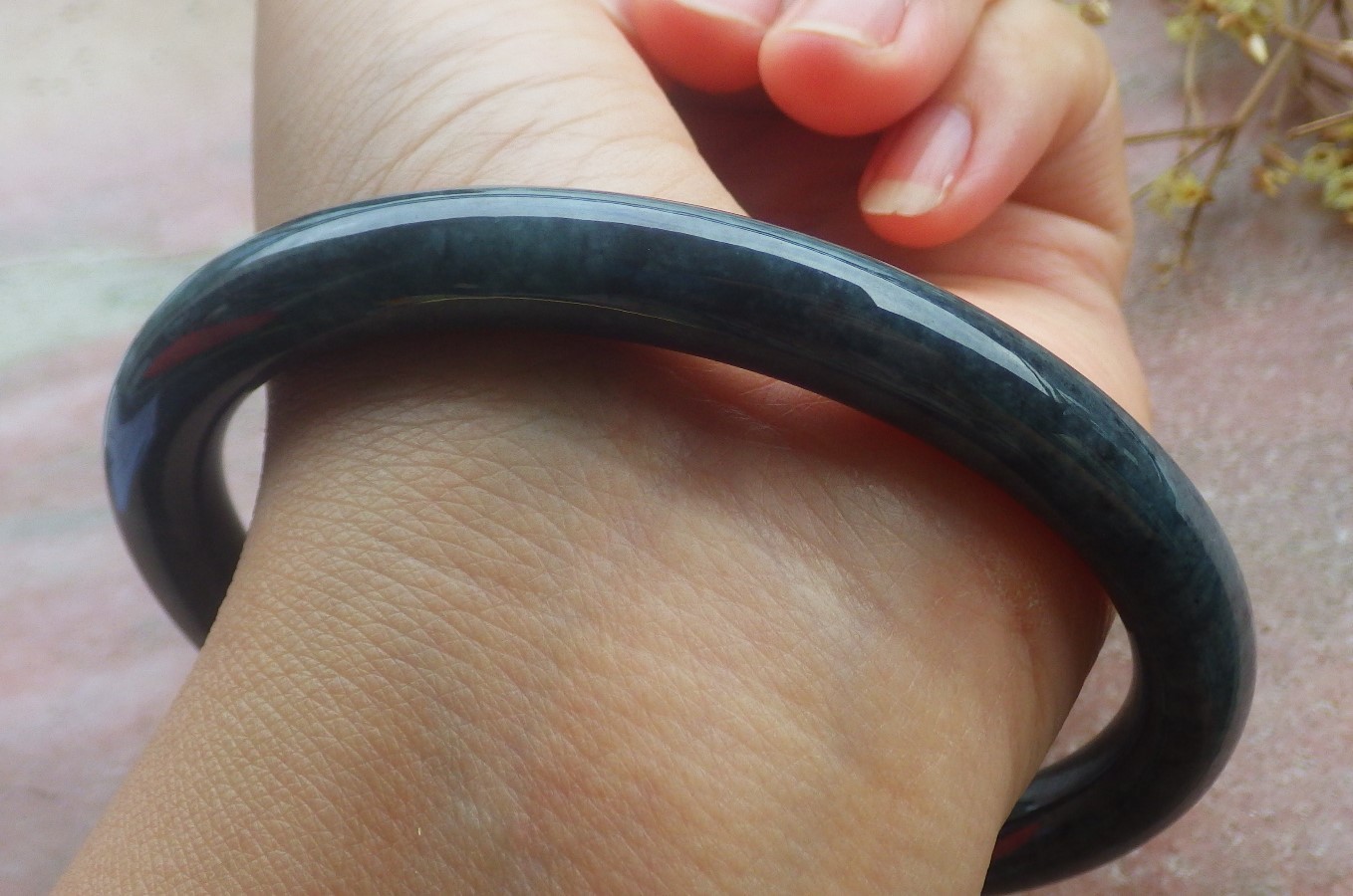 Video Certified Black 100% A JADE Jadeite Circle Bangle Bracelet 69 mm 手镯 734870