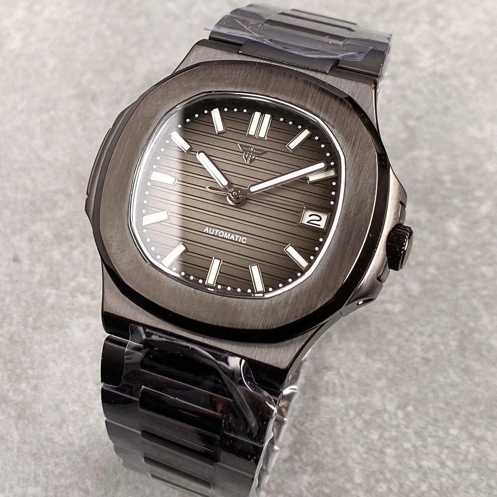 Black PVD Coated Retro 40mm Square Sapphire 10ATM NH35 Automatic Men Dress Watch