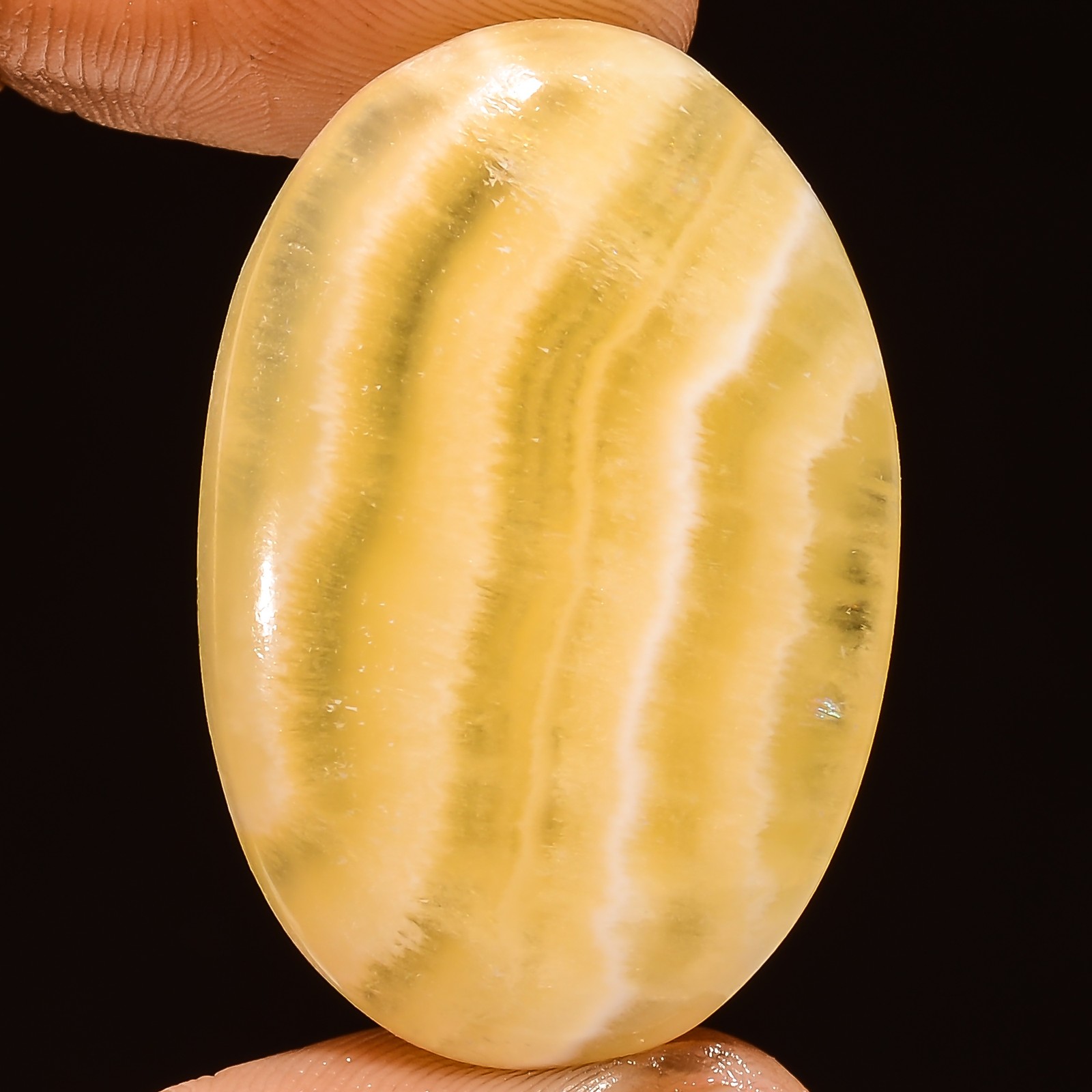 Natural Yellow Lace Agate Oval Shape Cabochon Gemstone 50.5 Ct 34X23X6mm GC35088