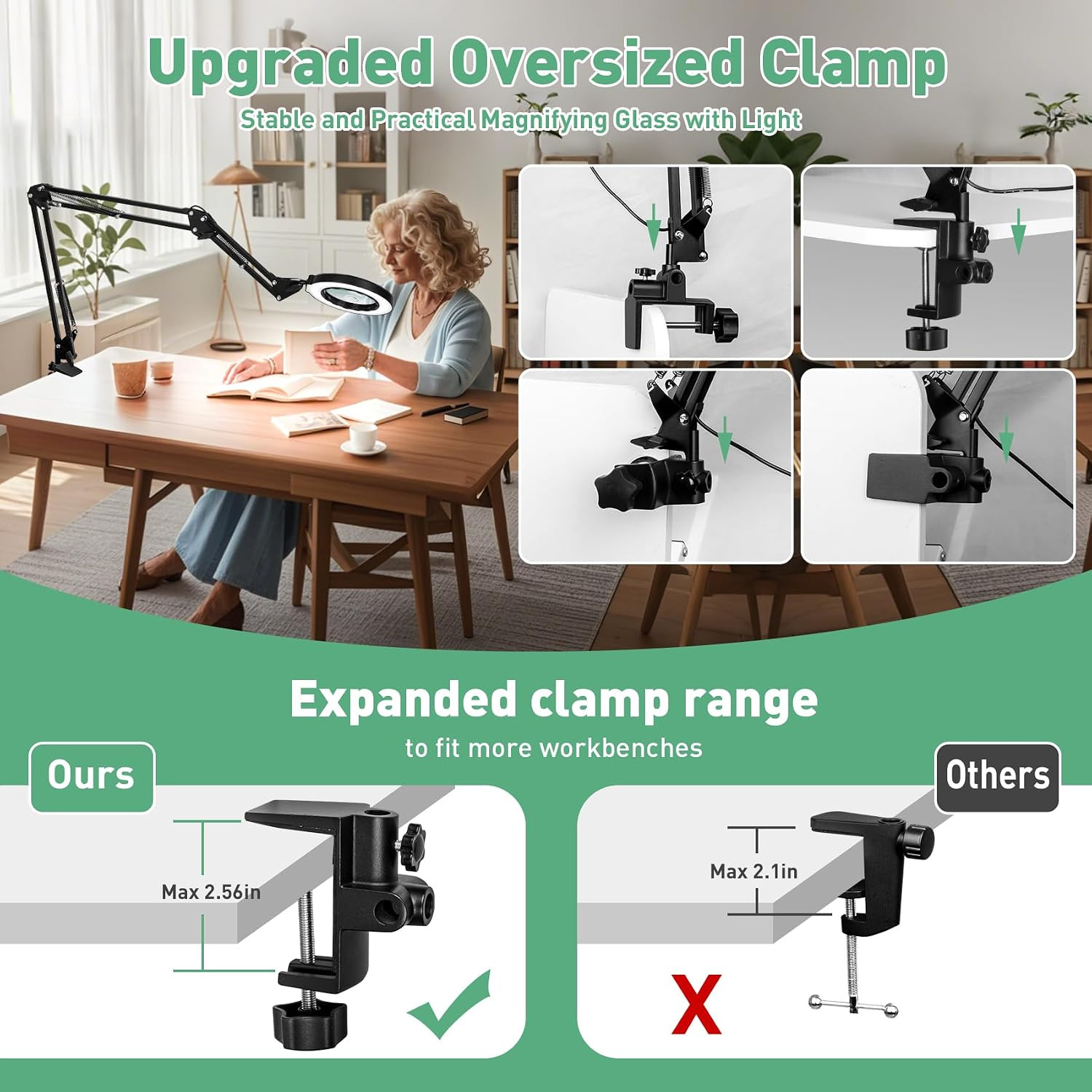 12X 30X Magnifying Glass with Light with Clamp, 35In Extended Arm | Overhead But