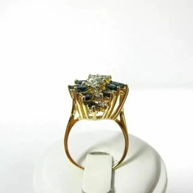 2Ct Marquise Lab-Created Sapphire Cluster Engagement Ring 14K Yellow Gold Plated