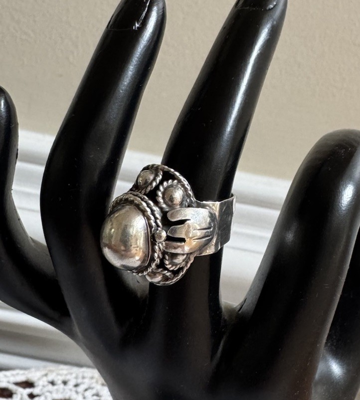 Vintage Sterling Silver Taxco Mexico Poison Ring Size 7-9 Adjustable Rare