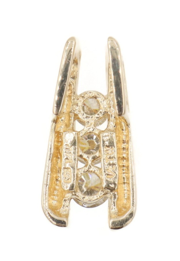 Ladder-Style 14KT Yellow Gold 3-Stone 1/2 TW Round Diamond 17.4mm Slide Pendant