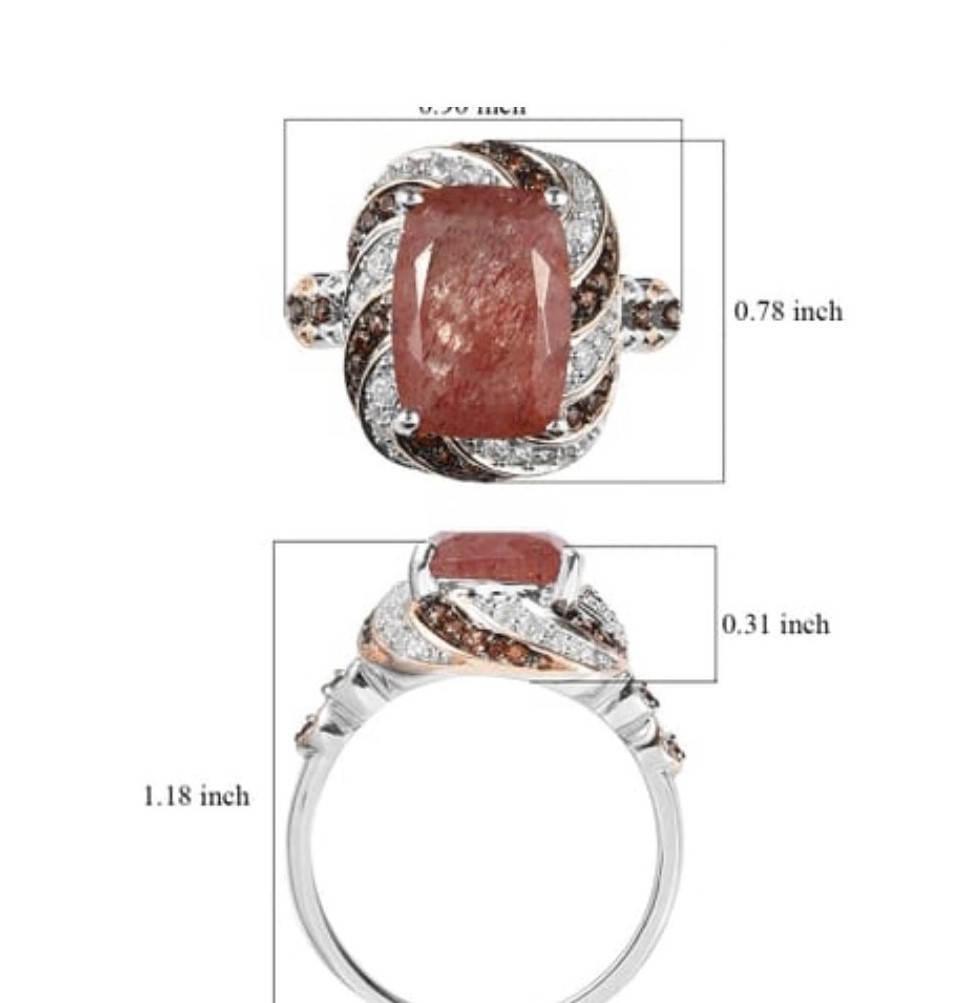 Women STATEMENT Ring Pink Red Tanzanian Ring (8) Sterling Silver Vermeil ELEGANT