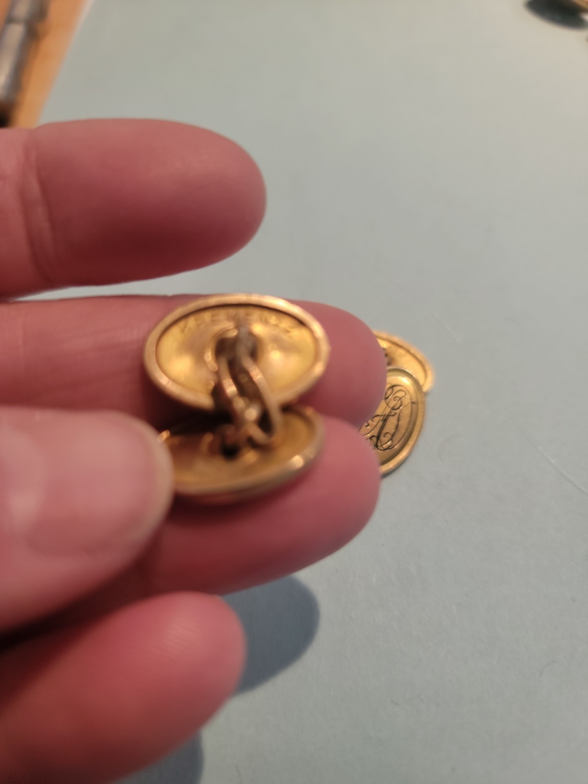 KREMENTZ 1930’S ROLLED GOLD PLATE ART DECO CUFFLINKS-5/8”X7/16”