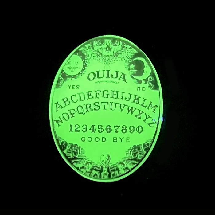 Lime Green & Black Glow in the Dark Ouija Board Pendant Necklace