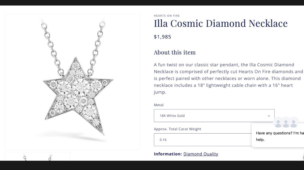 18K White Gold Diamond Necklace 0.14-0.16 CT TW – Hearts on Fire Illa Cosmic
