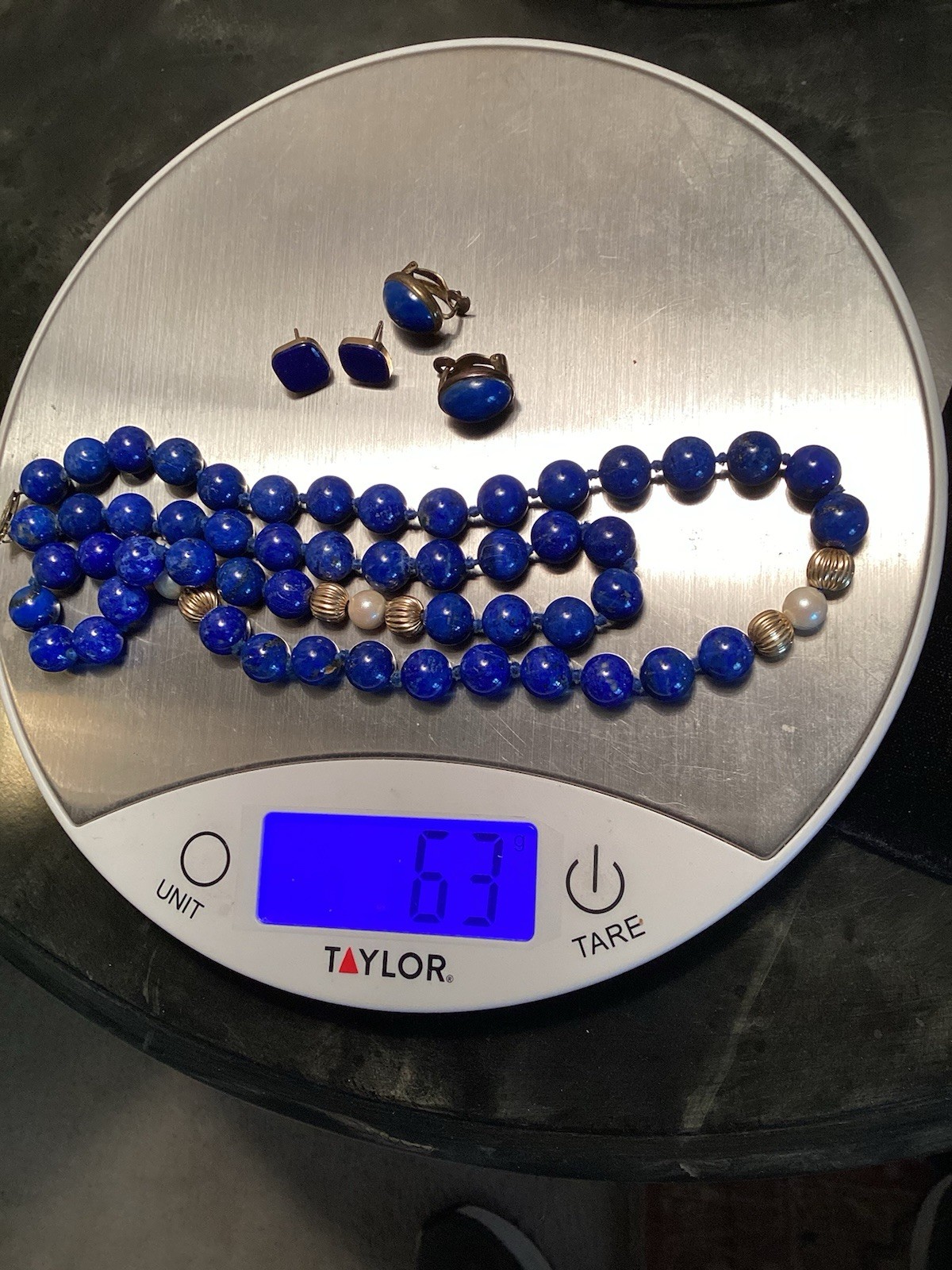 Lapis 24 Inch Long Necklace And 2 Pairs Matching Earrings In My Photos!