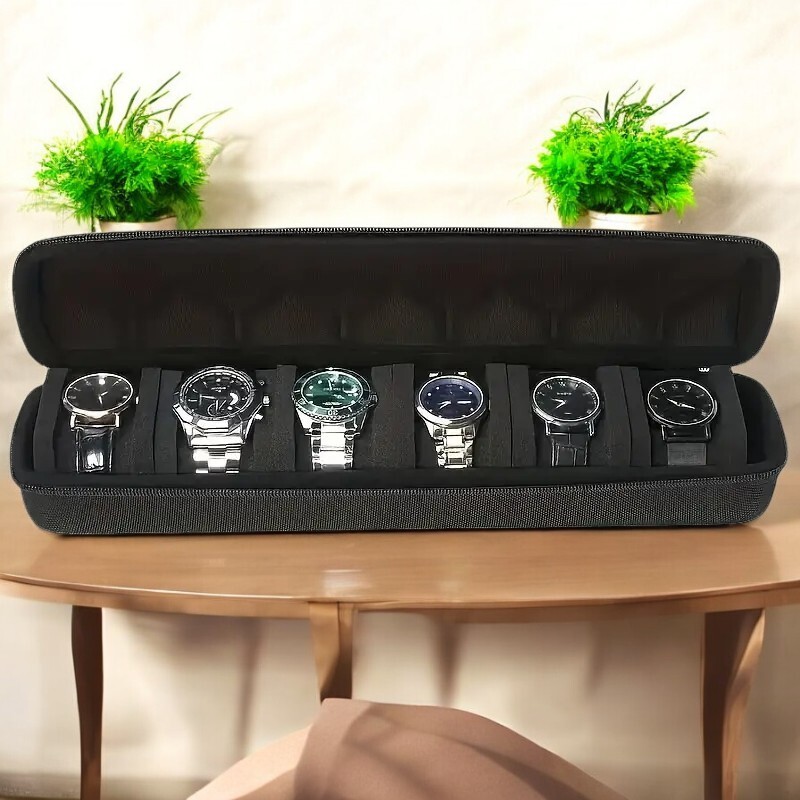 6 Slots Travel Watch Roll Case Wristwatch Display Case Watch Storage Box