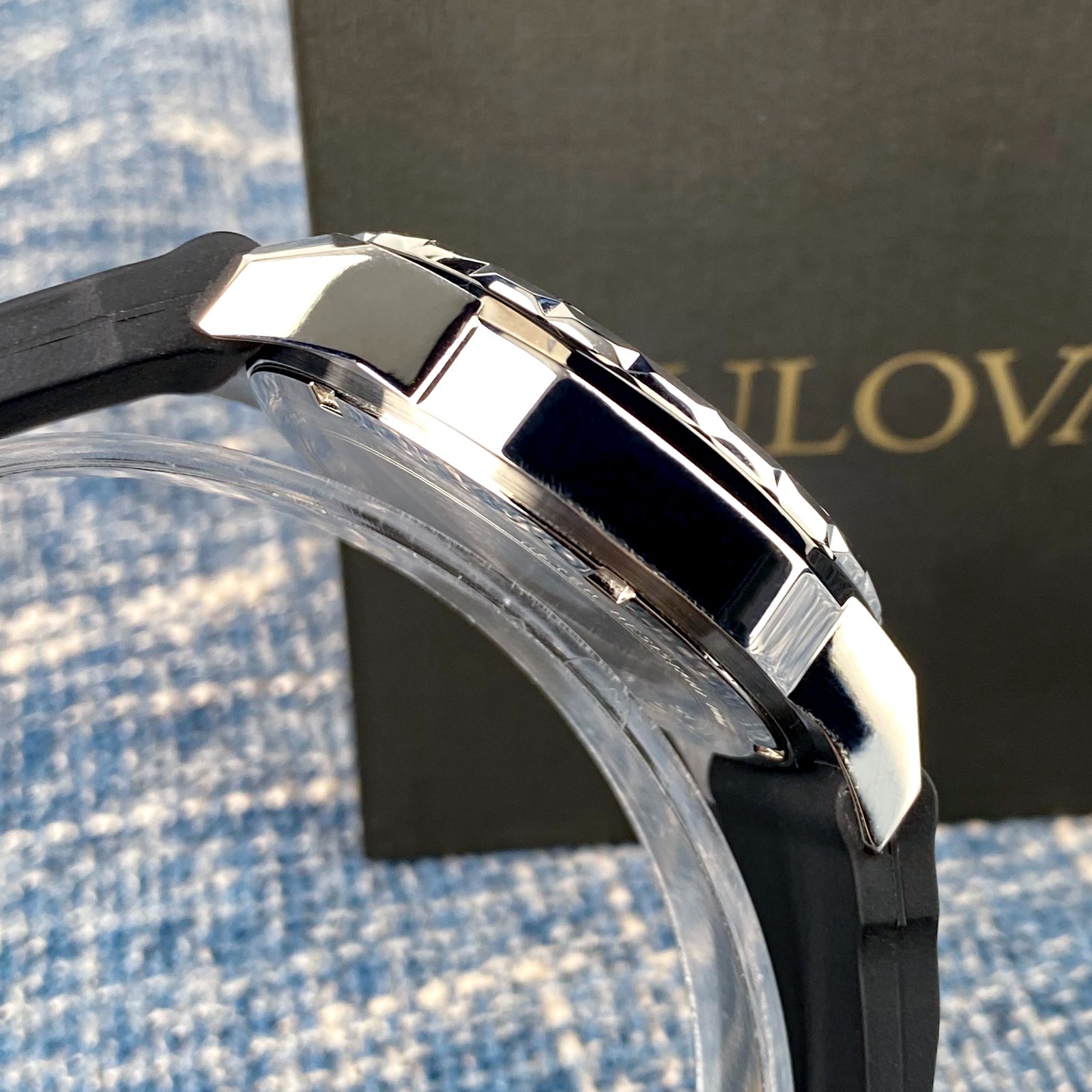 Bulova Marine Star 98B258 Blue Dial Black Rubber Strap Quartz Men’s Watch