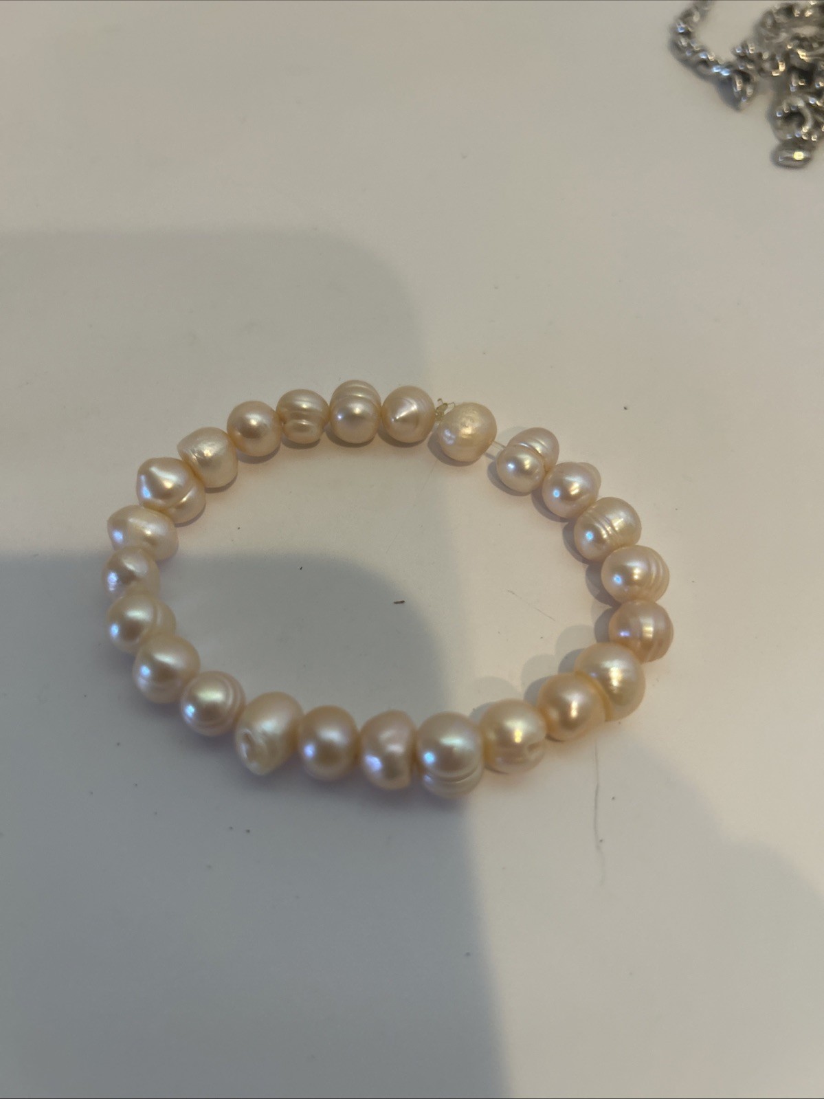Pink Rice Shaped Freshwater Cultured Pearl Stretch Bracelet Free Earring