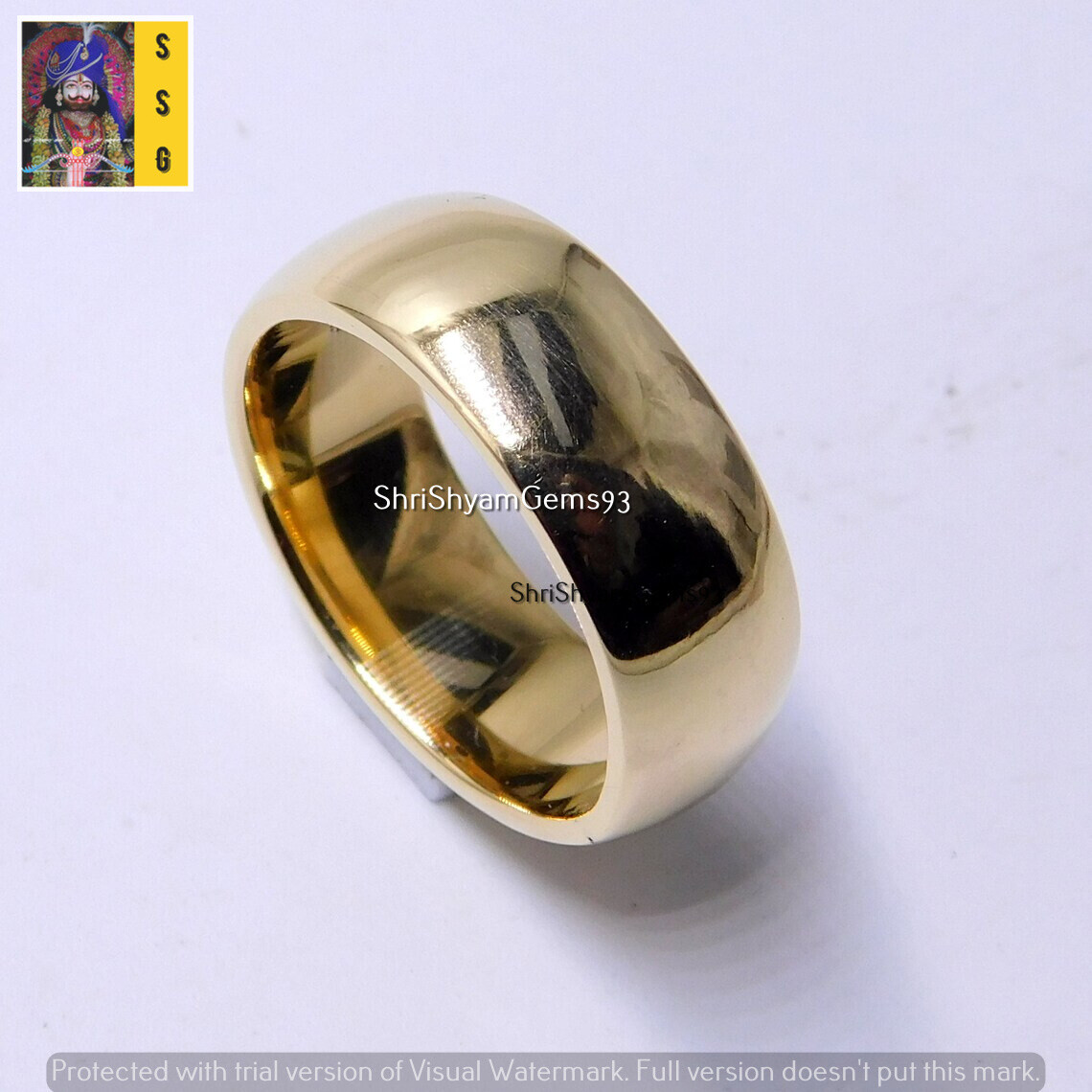 Solid Brass Band Ring, Plain Handmade band Brass Jewelry Wedding band 7 mm