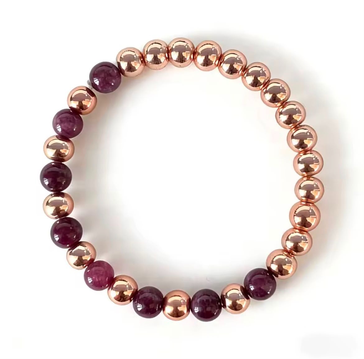 Red Garnet Copper Beaded Bracelet Natural Crystal Energy Jewelry Men Women