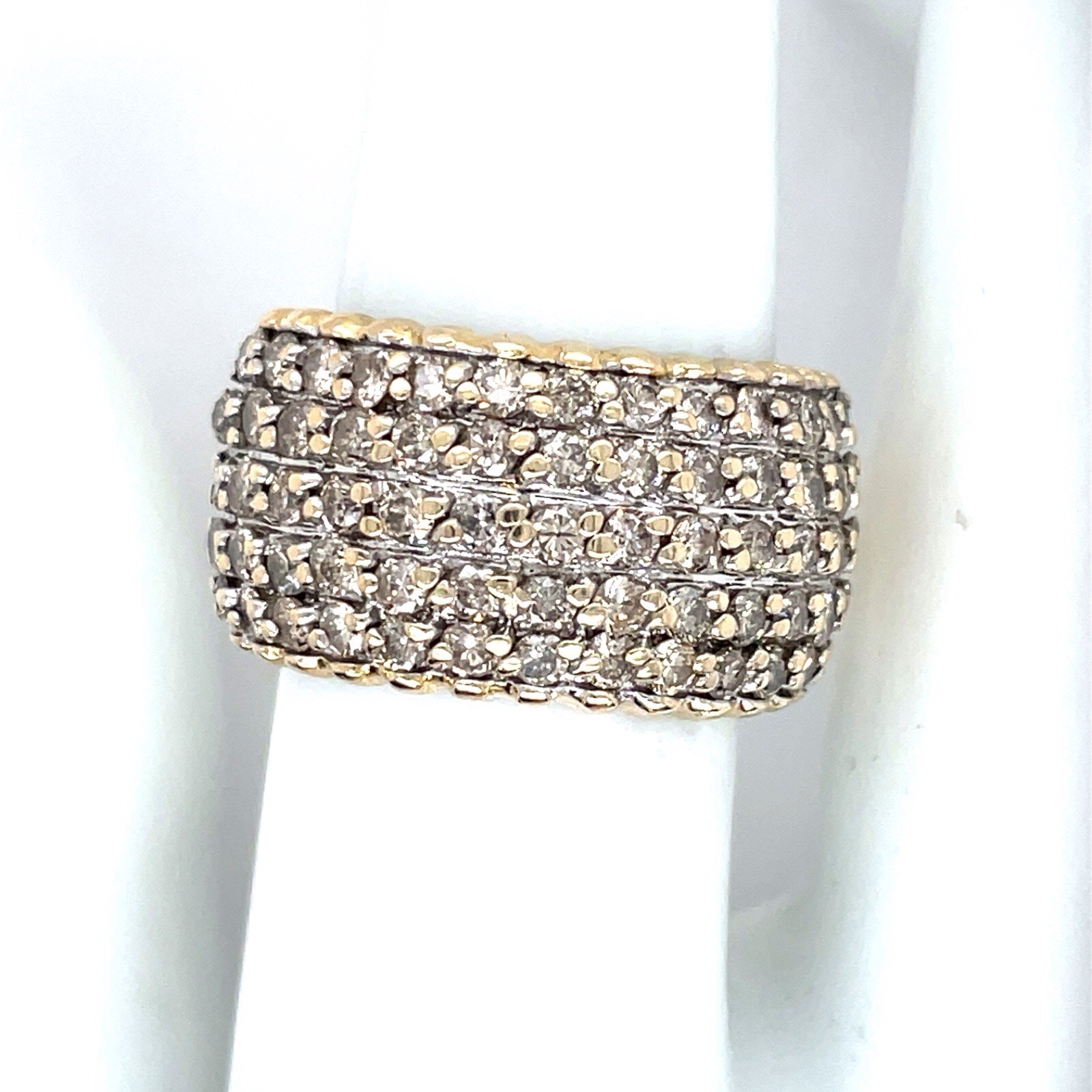 14k Yellow Gold 5 Row 1 Ct Tw Diamond Band Ring Size 7 – 6.3 Grams