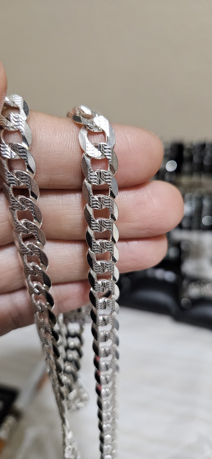 Cadena Cubana Corte Diamantado En Plata Italiana