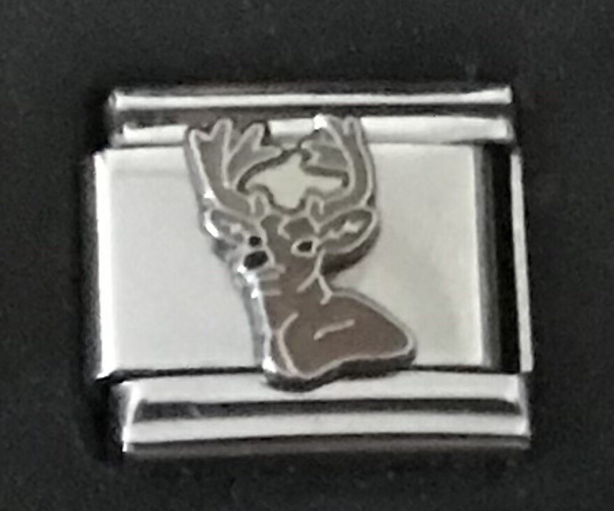 Buck Deer Antlers Wholesale Enamel Italian Charm Link 9MM K30