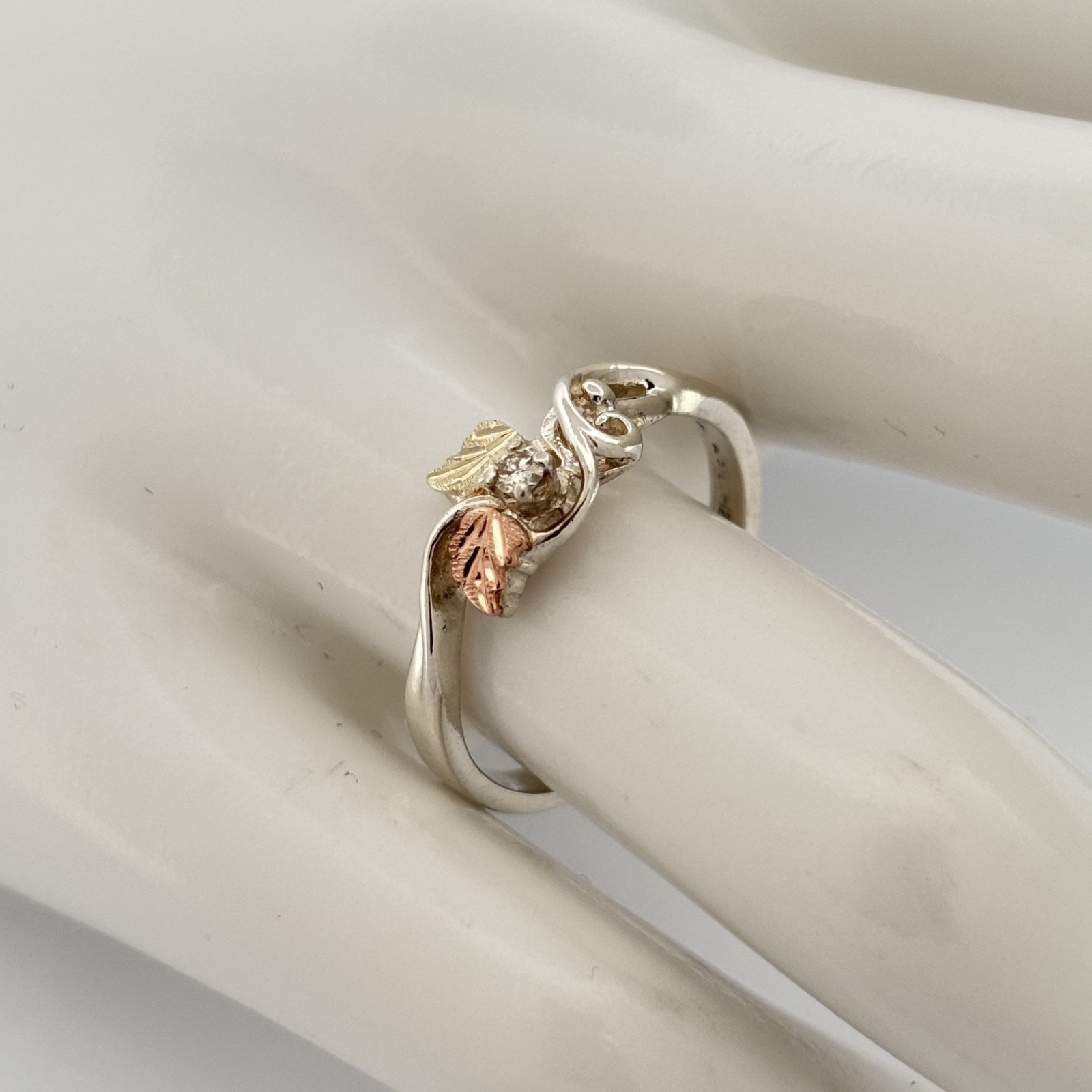 Sterling Silver 12k Black Hills Gold Promise Ring Size 7.75 Landstroms