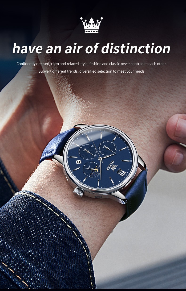 OLEVS 2922 Luminous 3ATM Waterproof Man Present Leather Classy Hand Quartz Watch