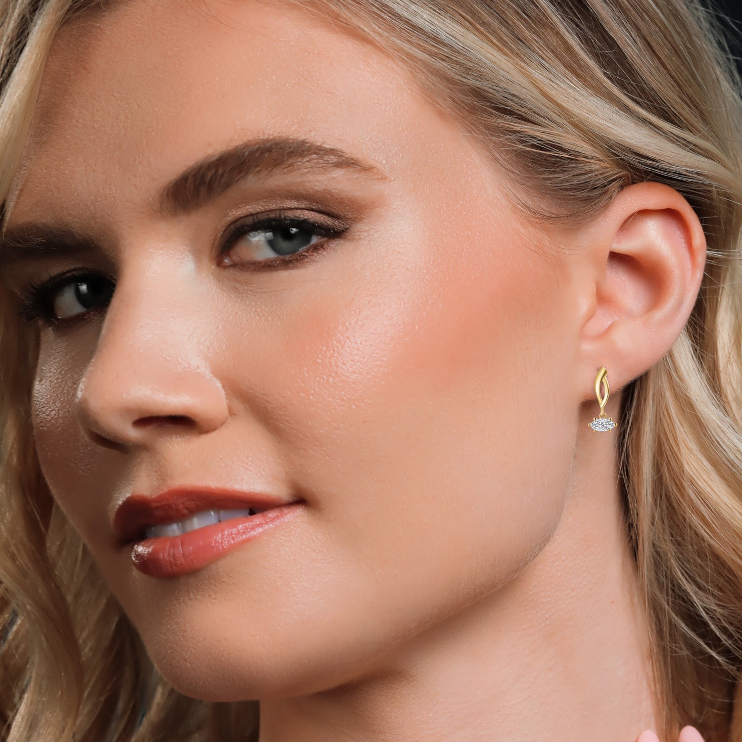 10K Yellow Gold 6X3MM Marquise Cut Gemstone Birthstone Infinity Dangle Earrings