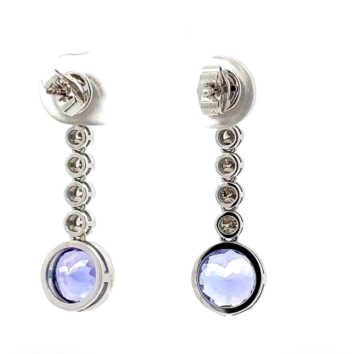 Elegant 14K White Gold Tanzanite & Diamond Drop Earrings