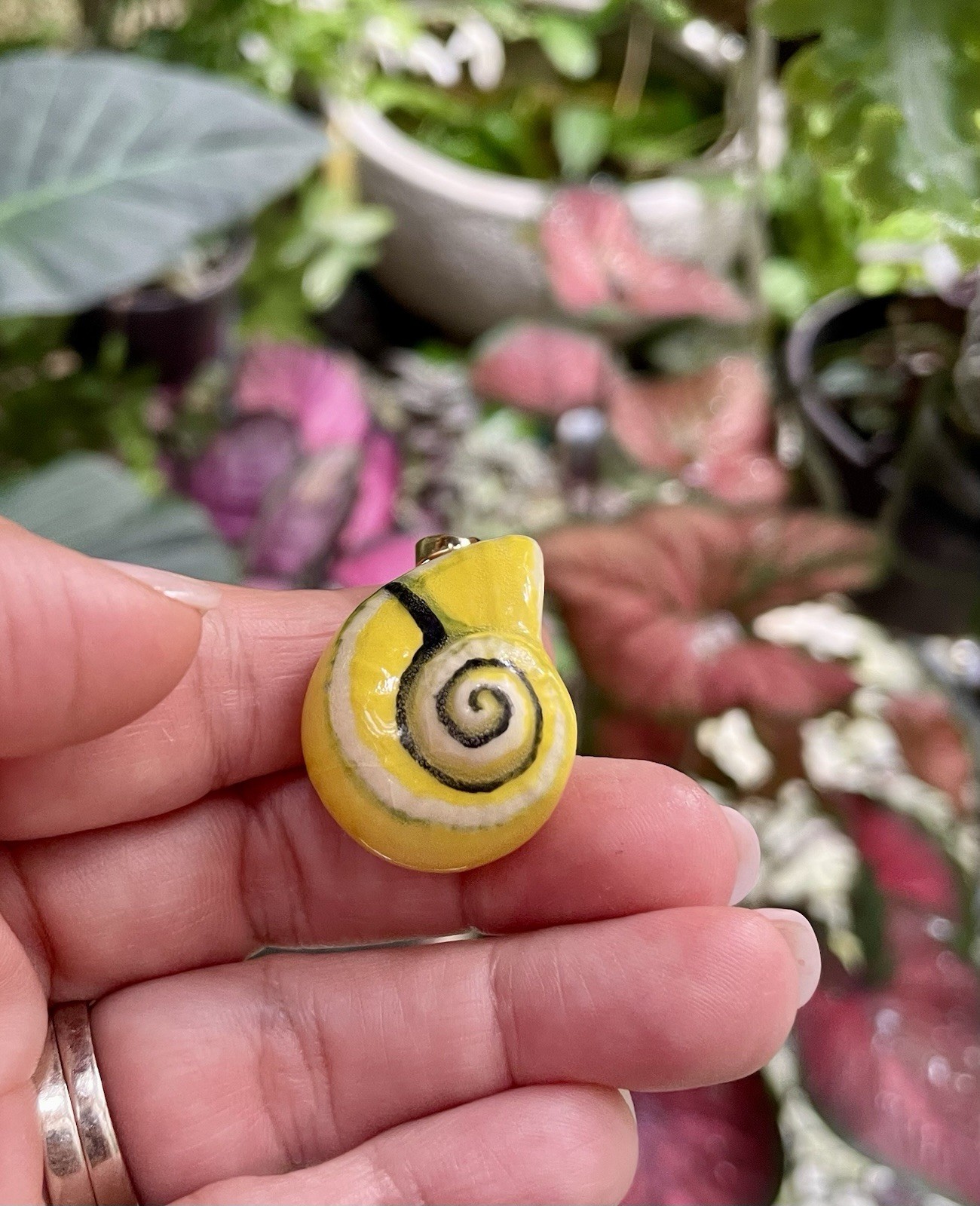 Handmade Ceramic Pendant Jewelry. Unique piece. Lemon Yellow