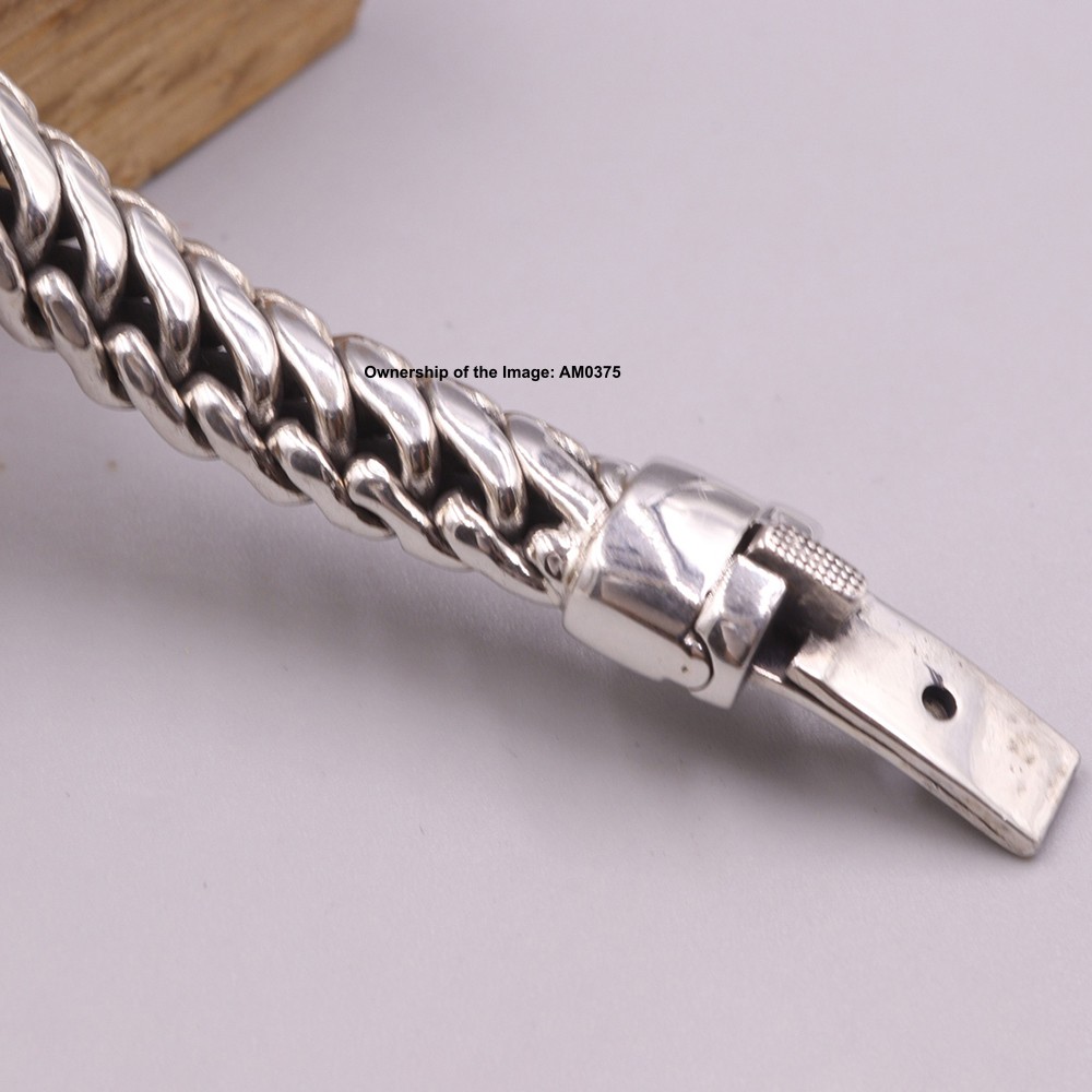 NEW Pure 925 Sterling Silver 10mm Curb Link Chain Men’s Bracelet 8.26inch 58-60G