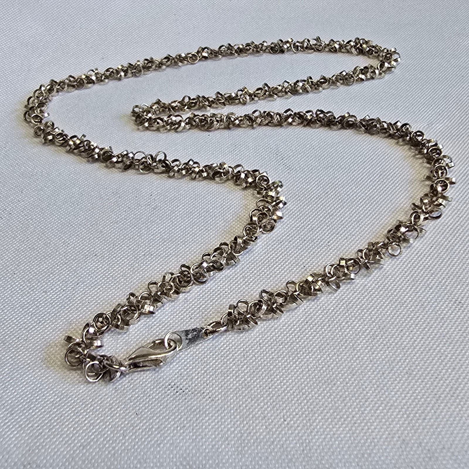 Sterling Silver Necklace 15.7g Fine Jewelry 22″ Unique Chain Lobster Clasp