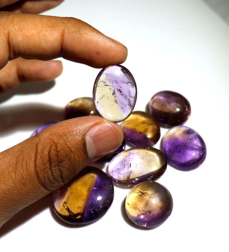 Ametrine Cabochon Bio Color Gemstone All Shape Available 15–30 mm Size