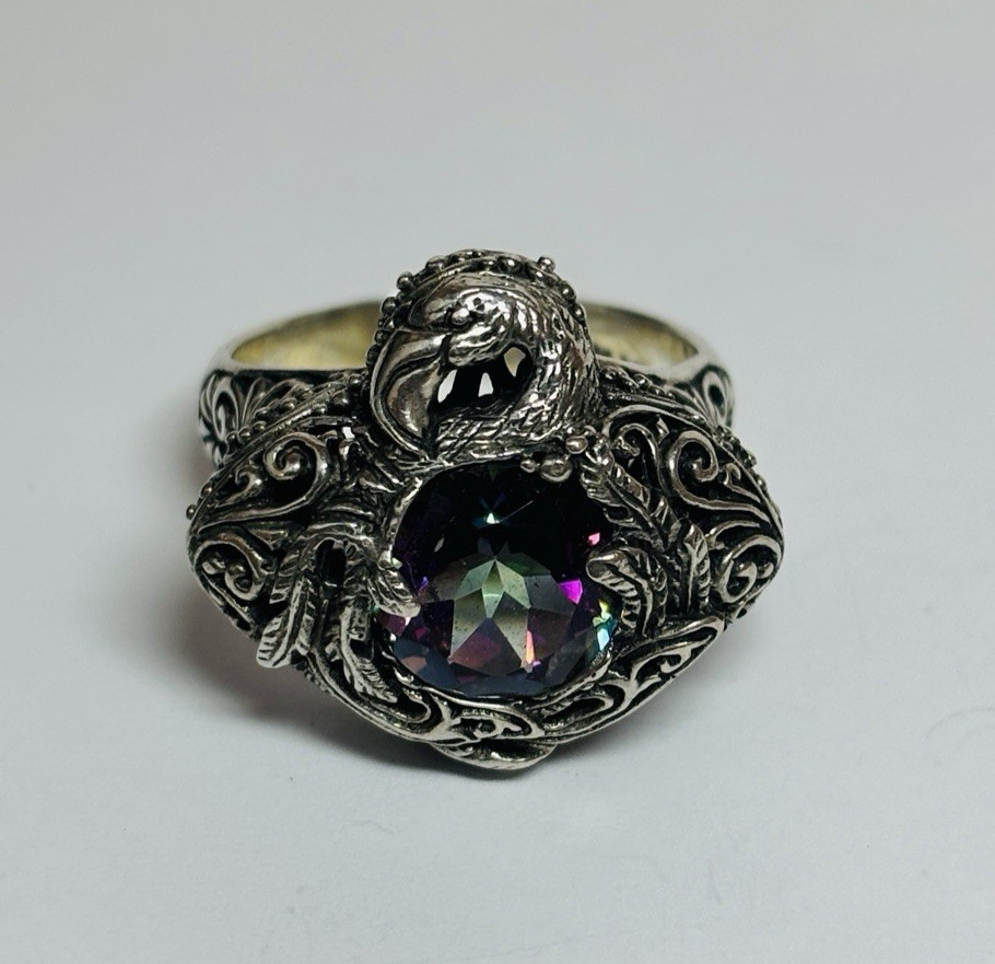 Sarda Sterling 925 Silver Mystic Topaz Flamingo Ring Size 10 – .31