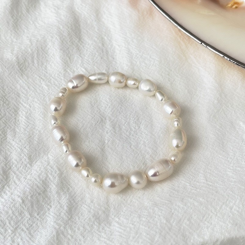 Irregular Freshwater Pearl Bracelet Elastic Stackable Boho Gift Bridal