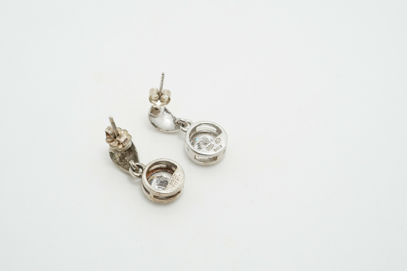 JJJ Sterling Silver CZ Dangle Drop Postback Earrings