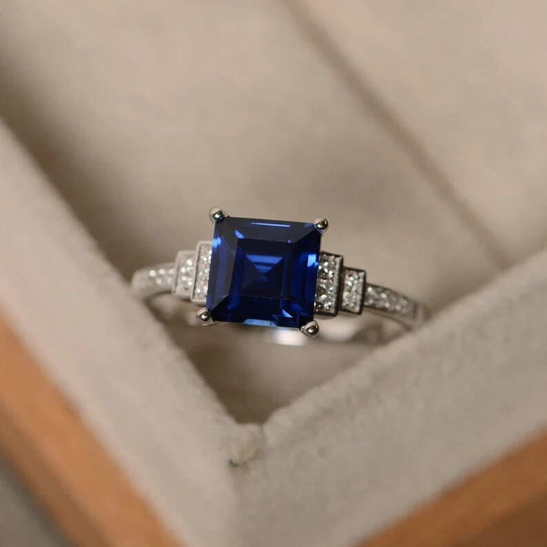 2.30Ct Princess Simulated Sapphire Attractive Wedding Ring 14k White Gold Plated