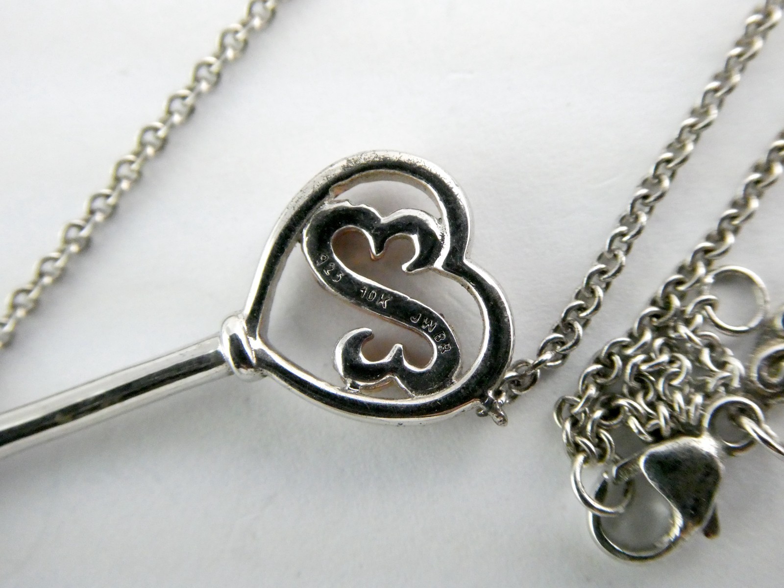 Jane Seymour Open Heart Sterling Silver 10k Natural Diamond Key Pendant Necklace
