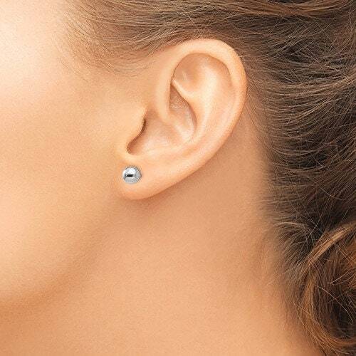 Solid 14k White gold 3mm 4mm 5mm 6mm 7mm 8mm Polished Ball Screw Back Earrings