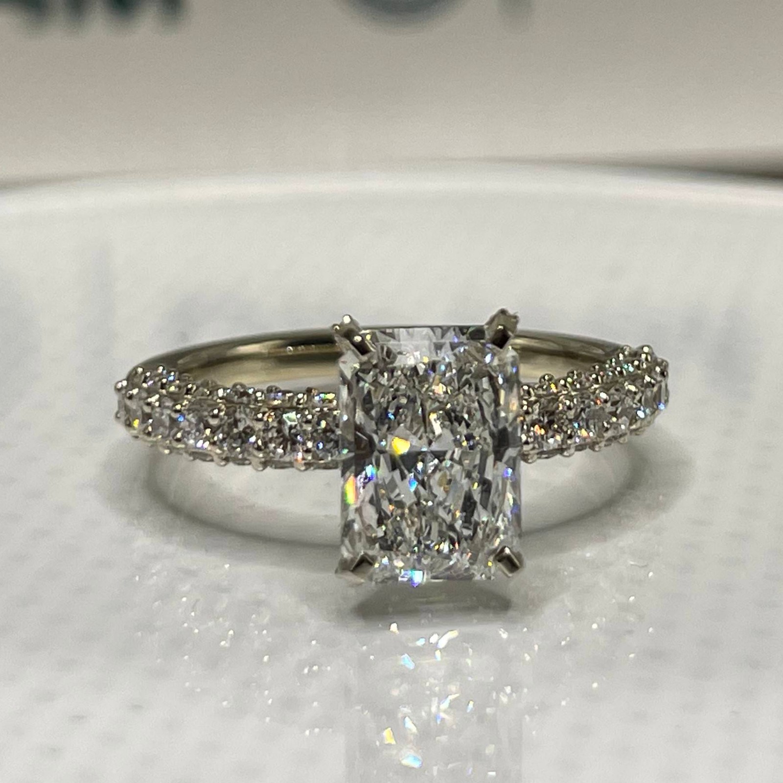 IGI Certified 2.96CT Radiant Lab Grown Diamond Engagement Ring 14k White Gold